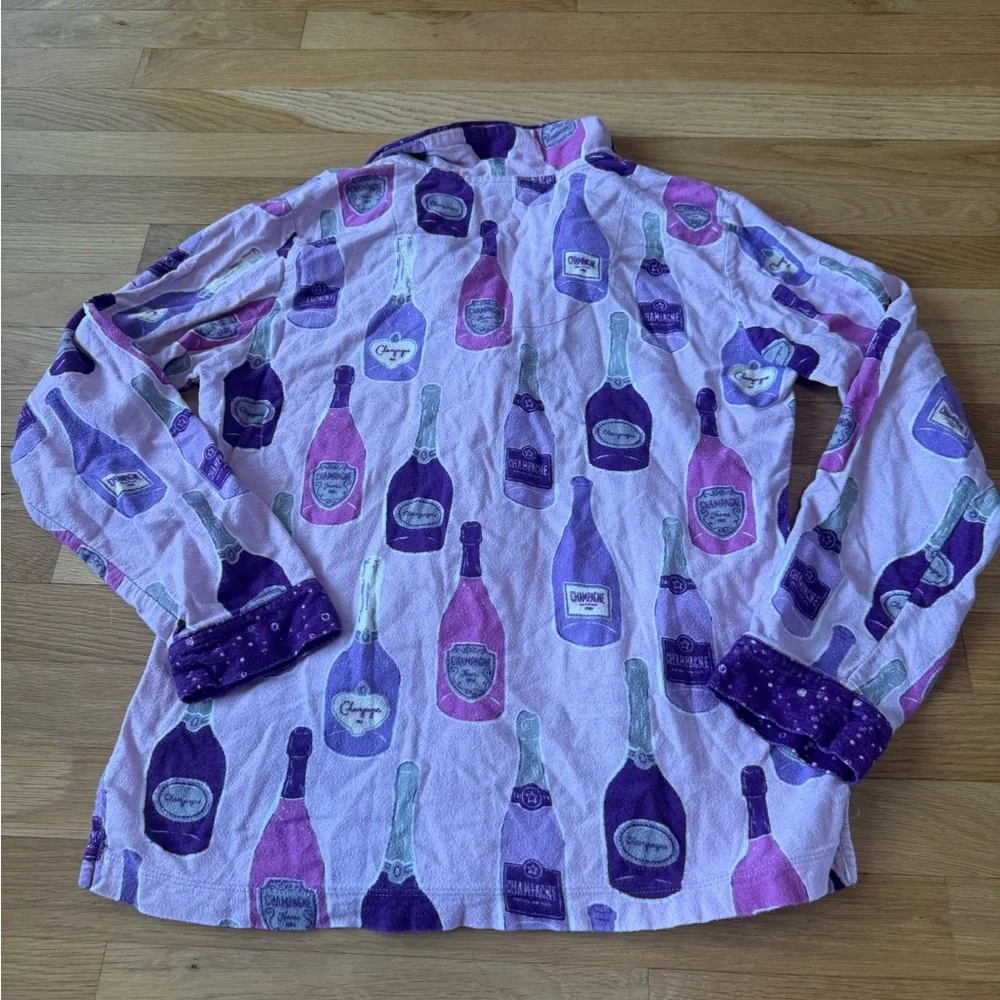Munki Munki Ladies Flannel Champagne Bottle Festive PJ Top Purple Women's Small - Picture 10 of 11